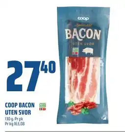 Coop Obs COOP BACON UTEN SVOR, NOK 27.4 tilbud