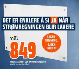 Obs Bygg MILL GLASS WIFI GEN 3 600 W PANELOVN, NOK 849 tilbud
