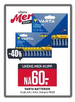 Europris VARTA BATTERIER, App-pris tilbud