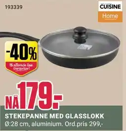 Europris STEKEPANNE MED GLASSLOKK, NOK 179 tilbud