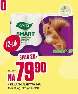 Europris SERLA TOALETTPAPIR, NOK 79.9 tilbud