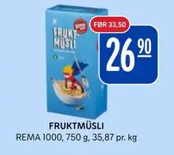 Rema 1000 FRUKTMÜSLI, NOK 26.9 tilbud