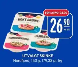 Rema 1000 UTVALGT SKINKE, NOK 26.9 tilbud