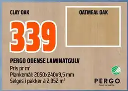 Obs Bygg PERGO ODENSE LAMINATGULV, NOK 339 tilbud