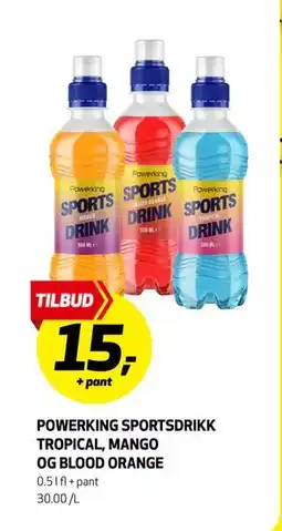 Bunnpris Powerking Sportsdrikk Tropical, mango og blood orange, NOK 15 tilbud