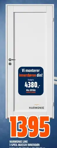 Obs Bygg HARMONIE LINE 1-SPEIL MASSIV INNERDØR, NOK 1395 tilbud