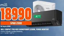 Obs Bygg MILL COMPACT PRO WIFI VARMEPUMPE 5200W, FERDIG MONTERT, NOK 18990 tilbud