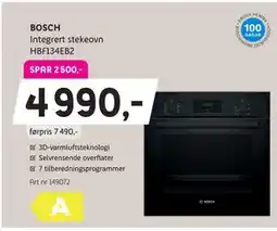 ELON BOSCH Integrert stekeovn HBF134EB2, NOK 4990 tilbud