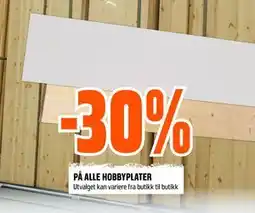 Obs Bygg 30% PÅ ALLE HOBBYPLATER tilbud