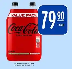 Rema 1000 COCA-COLA U/SUKKER 4PK, NOK 79.9 tilbud