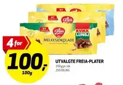 Bunnpris UTVALGTE FREIA-PLATER, NOK 100 tilbud