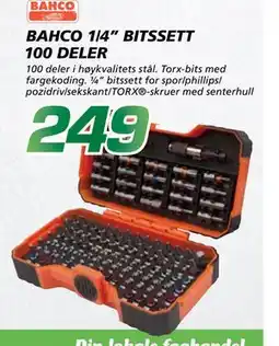 Coop Byggmix BAHCO 1/4” BITSSETT 100 DELER, NOK 249 tilbud