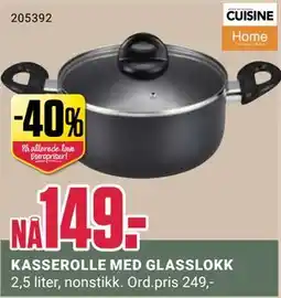 Europris KASSEROLLE MED GLASSLOKK, NOK 149 tilbud