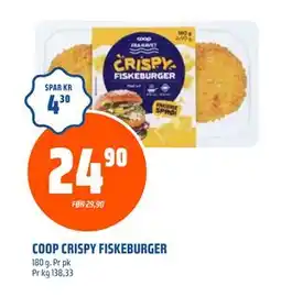Coop Obs COOP CRISPY FISKEBURGER, NOK 24.9 tilbud