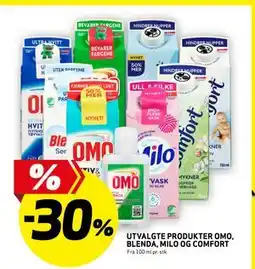 Bunnpris UTVALGTE PRODUKTER OMO, BLENDA, MILO OG COMFORT tilbud
