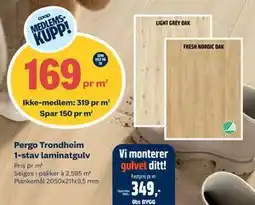 Obs Bygg Pergo Trondheim 1-stav laminatgulv, NOK 319, Medlemspris tilbud