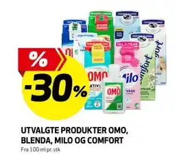 Bunnpris UTVALGTE PRODUKTER OMO BLENDA, MILO OG COMFORT tilbud