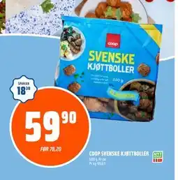 Coop Obs COOP SVENSKE KJØTTBOLLER, NOK 59.9 tilbud