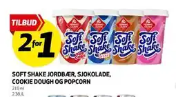 Bunnpris Soft Shake Jordbær, Sjokolade, Cookie Dough og Popcorn tilbud