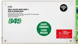 Coop Byggmix MILL GLASS WIFI GEN 3 600 W PANELOVN, NOK 849 tilbud