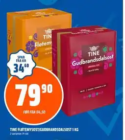 Coop Obs TINE FLØTEMYSOST/GUDBRANDSDALSOST 1 KG, NOK 79.9 tilbud