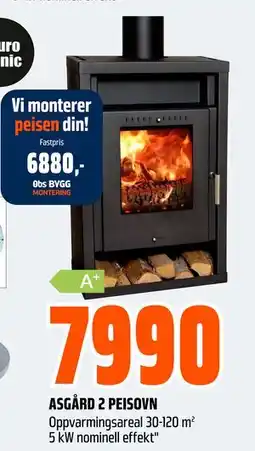 Obs Bygg ASGÅRD 2 PEISOVN, NOK 7990 tilbud