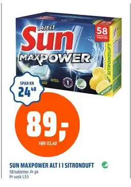 Coop Obs SUN MAXPOWER ALT I 1 SITRONDUFT, NOK 89 tilbud