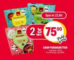 Coop Extra COOP FERDIGRETTER, NOK 75 tilbud