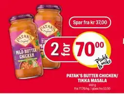 Coop Extra PATAK’S BUTTER CHICKEN/ TIKKA MASALA, NOK 70 tilbud