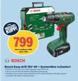 Coop Obs Bosch Easy drill 18V-40 + SystemBox m/batteri, NOK 1495, Medlemspris tilbud