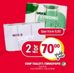 Coop Extra COOP TOALETT-/TØRKEPAPIR, NOK 70 tilbud