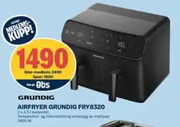 Coop Obs AIRFRYER GRUNDIG FRY8320, NOK 2490, Medlemspris tilbud