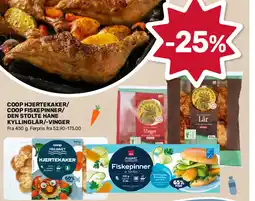 Matkroken Coop hjertekaker/ Coop fiskepinner/ den stolte hane kyllinglår/-vinger tilbud