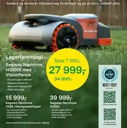 Felleskjøpet Segway Navimow H3000E med VisionFence, NOK 27999 tilbud