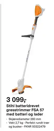 Felleskjøpet Stihl batteridrevet gresstrimmer FSA 57 med batteri og lader, NOK 3099 tilbud