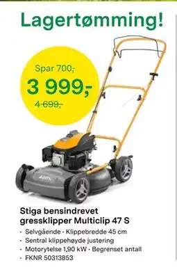Felleskjøpet Stiga bensindrevet gressklipper Multiclip 47 S, NOK 3999 tilbud