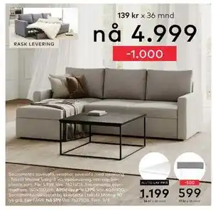 Skeidar Sacramento sovesofa, NOK 4999 tilbud