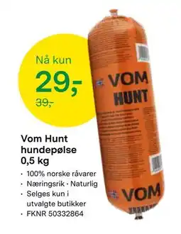 Felleskjøpet Vom Hunt hundepølse 0,5 kg, NOK 29 tilbud