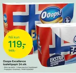 Felleskjøpet Ooops Excellence toalettpapir 24 stk, NOK 119 tilbud