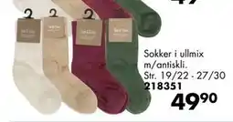 Sparkjøp Sokker i ullmix m/antiskli, NOK 49.9 tilbud