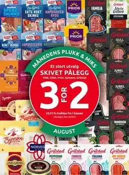 Joker Et stort utvalg SKIVET PÅLEGG TINE, Gilde, Prior, Synnøve, Grilstad tilbud