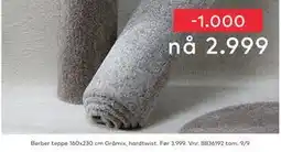Skeidar Berber teppe, NOK 2999 tilbud