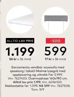 Skeidar Overmadrass, NOK 1199 tilbud