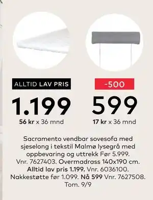 Skeidar Overmadrass, NOK 1199 tilbud