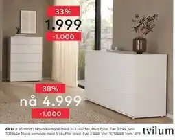 Skeidar Nova komode med 3+3 skuffer, NOK 4999 tilbud