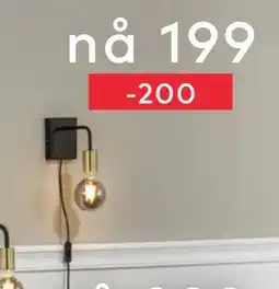 Skeidar Zeb vegglampe, NOK 199 tilbud