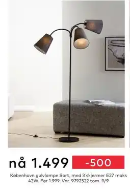 Skeidar København gulvlampe Sort, NOK 1499 tilbud