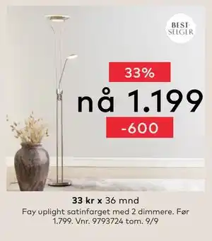Skeidar Fay uplight, NOK 1199 tilbud
