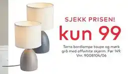 Skeidar Terra bordlampe, NOK 99 tilbud