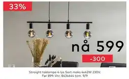 Skeidar Straight taklampe 4-lys, NOK 599 tilbud